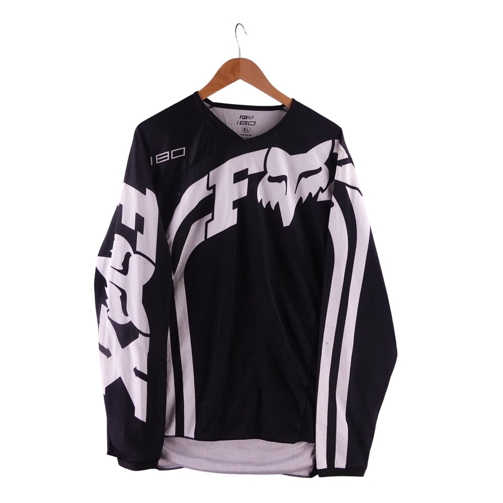 Fox Racing Mens XL 180 Motocross Jersey Black White Long Sleeve MX Dirt Bike Top